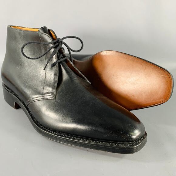 JOHN LOBB Size 10 Giono Black Leather Lace-Up Ankle Boots main image 7
